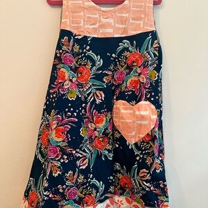 Floral Kids Dress with Heart Patch pockets- 2 in 1!